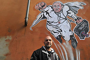 Pope Francis I Superman Mural