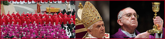 The Roman Catholic Church is arrayed in purple and scarlet, and adorned with precious stones, fulfilling Revelation 17:4. 