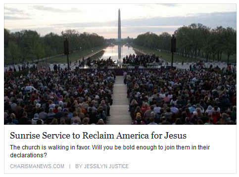 Sunrise Easter service in front of the Washington Monument