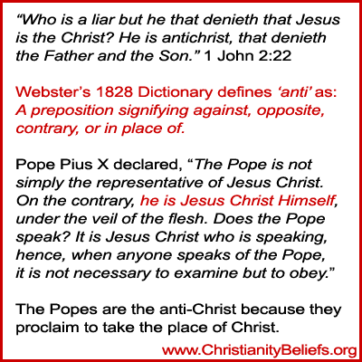 Antichrist means in place of Christ, Vicar of Christ, Popes of Rome