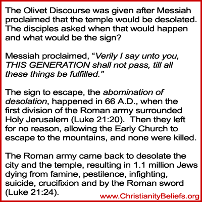 Olivet Discourse this generation, abomination of desolation sign