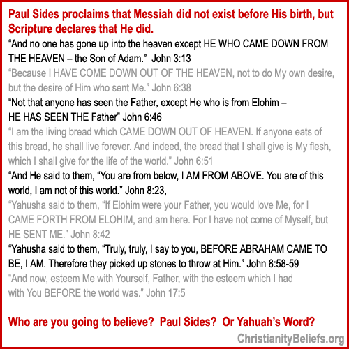 False teacher Paul Sides is wrong about Messiah's deity